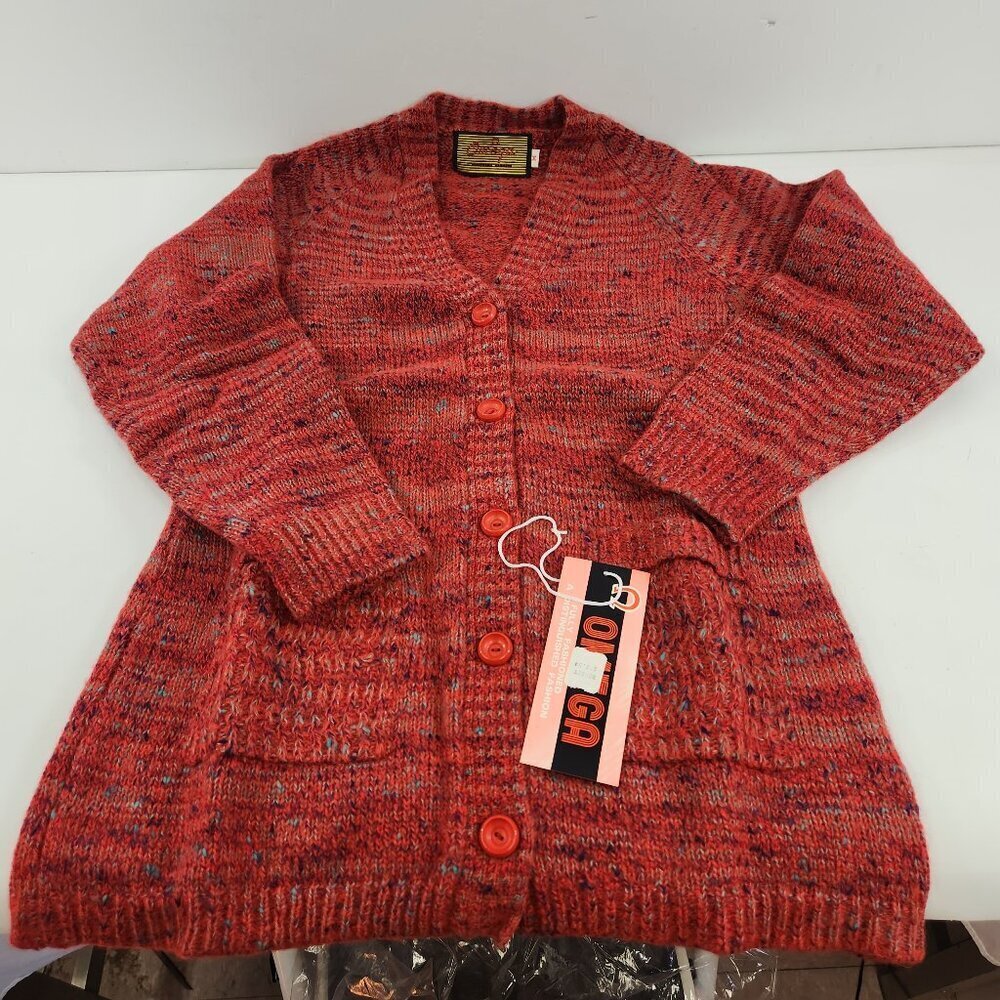 Vintage Omega Knit Cardigan Sweater Red Womens NWT Size Medium